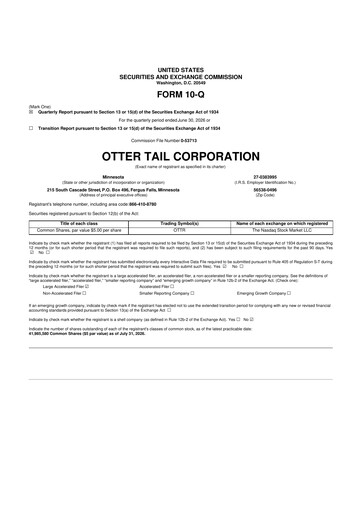 Miniature Otter Tail 10-Q Rapport trimestriel 2026 