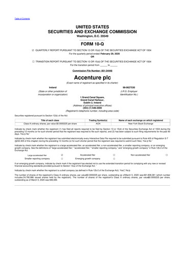 Thumbnail Accenture 10-Q Quarterly Report FY2020 