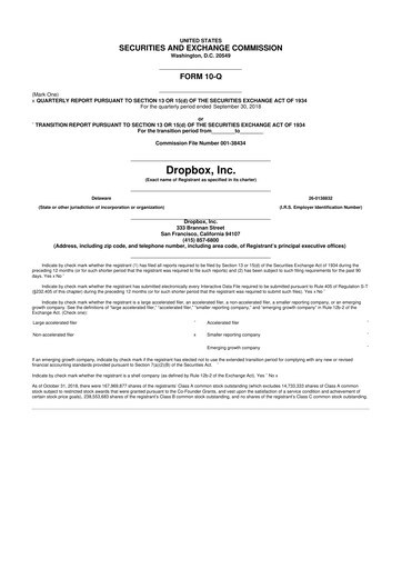 Thumbnail Dropbox 10-Q Quarterly Report FY2018 