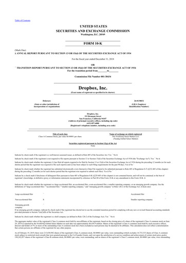 Thumbnail Dropbox 10-K Annual Report 2018