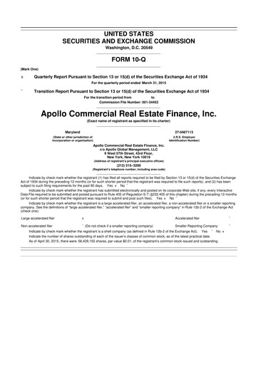 Thumbnail Apollo Commercial Real Estate Finance 10-Q Quarterly Report FY2015 