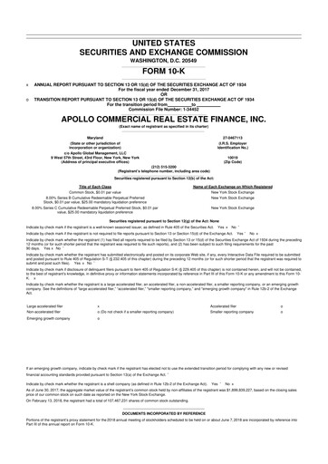 Miniature Apollo Commercial Real Estate Finance 10-K Rapport annuel 2017