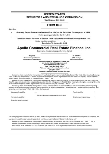 Thumbnail Apollo Commercial Real Estate Finance 10-Q Quarterly Report FY2018 