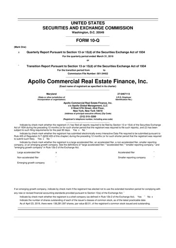 Thumbnail Apollo Commercial Real Estate Finance 10-Q Quarterly Report FY2019 