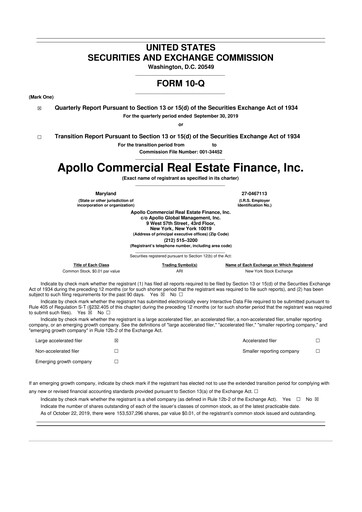 Thumbnail Apollo Commercial Real Estate Finance 10-Q Quarterly Report FY2019 