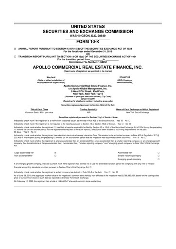 Miniature Apollo Commercial Real Estate Finance 10-K Rapport annuel 2019