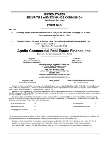 Thumbnail Apollo Commercial Real Estate Finance 10-Q Quarterly Report FY2020 