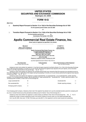 Thumbnail Apollo Commercial Real Estate Finance 10-Q Quarterly Report FY2020 