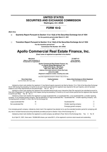 Thumbnail Apollo Commercial Real Estate Finance 10-Q Quarterly Report FY2021 