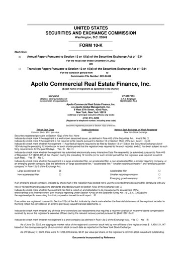 Miniature Apollo Commercial Real Estate Finance 10-K Rapport annuel 2022