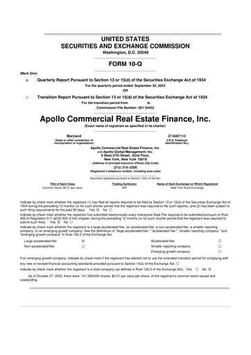 Thumbnail Apollo Commercial Real Estate Finance 10-Q Quarterly Report FY2023 