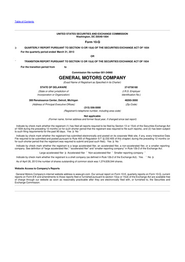 Miniature General Motors 10-Q Rapport trimestriel 2013 