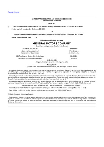 Miniature General Motors 10-Q Rapport trimestriel 2014 