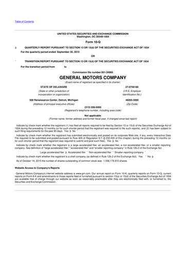Miniature General Motors 10-Q Rapport trimestriel 2015 
