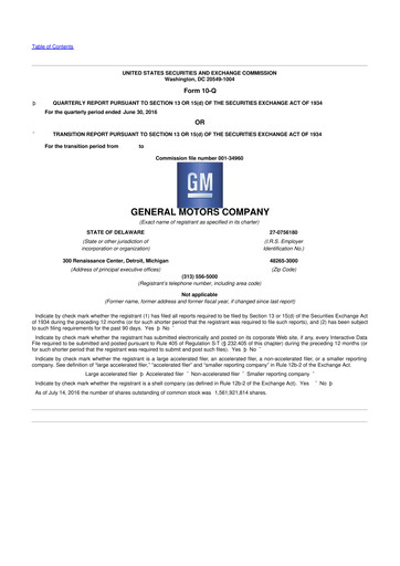 Miniature General Motors 10-Q Rapport trimestriel 2016 