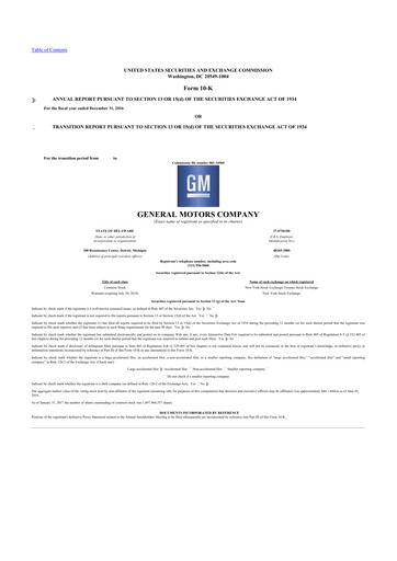 Thumbnail General Motors 10-K Annual Report 2016