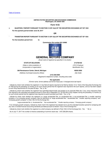 Miniature General Motors 10-Q Rapport trimestriel 2017 