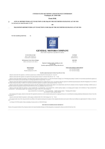 Thumbnail General Motors 10-K Annual Report 2017