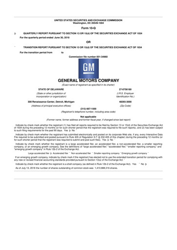 Miniature General Motors 10-Q Rapport trimestriel 2018 