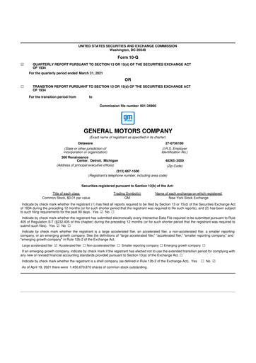 Miniature General Motors 10-Q Rapport trimestriel 2021 