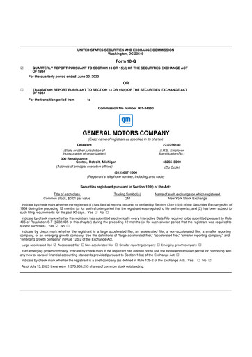 Miniature General Motors 10-Q Rapport trimestriel 2023 