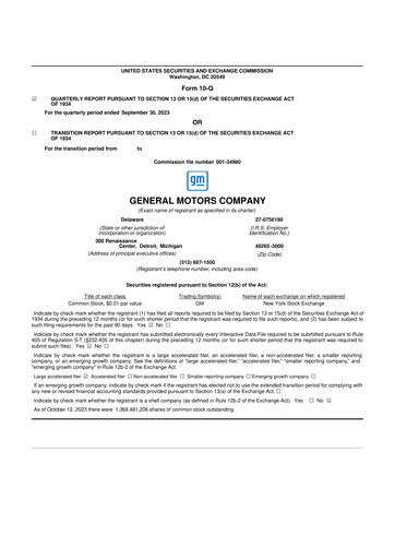 Miniature General Motors 10-Q Rapport trimestriel 2023 