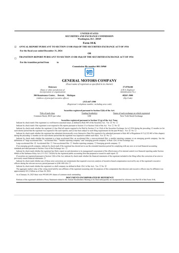 Thumbnail General Motors 10-K Annual Report 2024