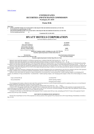 Thumbnail Hyatt Hotels 10-K Annual Report 2017