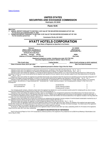 Thumbnail Hyatt Hotels 10-K Annual Report 2025
