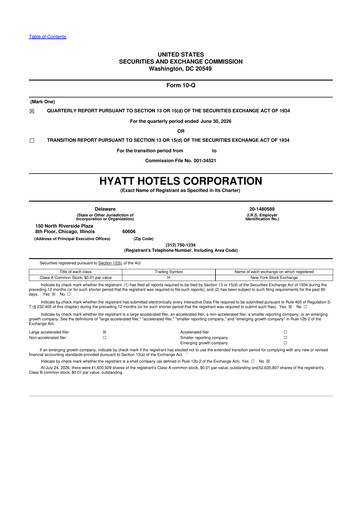 Thumbnail Hyatt Hotels 10-Q Quarterly Report FY2026 
