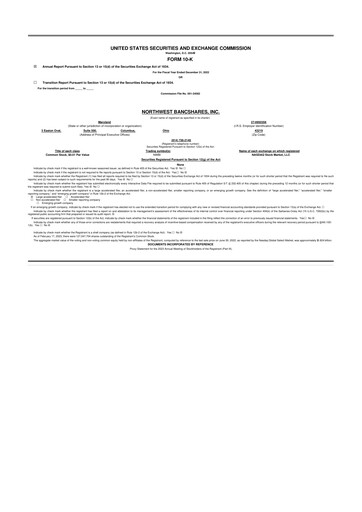 Thumbnail Northwest Bancshares
 10-K Annual Report 2022