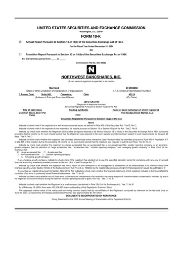 Thumbnail Northwest Bancshares
 10-K Annual Report 2024