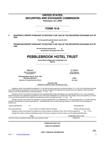 Thumbnail Pebblebrook Hotel Trust 10-Q Quarterly Report FY2012 