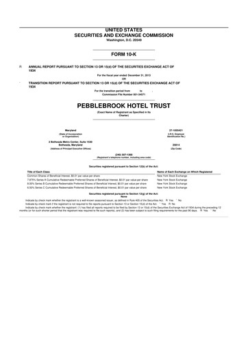 Thumbnail Pebblebrook Hotel Trust 10-K Annual Report 2013