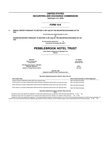 Thumbnail Pebblebrook Hotel Trust 10-K Annual Report 2014