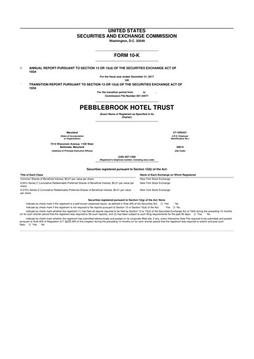 Thumbnail Pebblebrook Hotel Trust 10-K Annual Report 2017