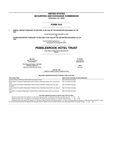 Thumbnail Pebblebrook Hotel Trust 10-K Annual Report 2018