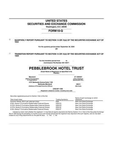 Thumbnail Pebblebrook Hotel Trust 10-Q Quarterly Report FY2020 