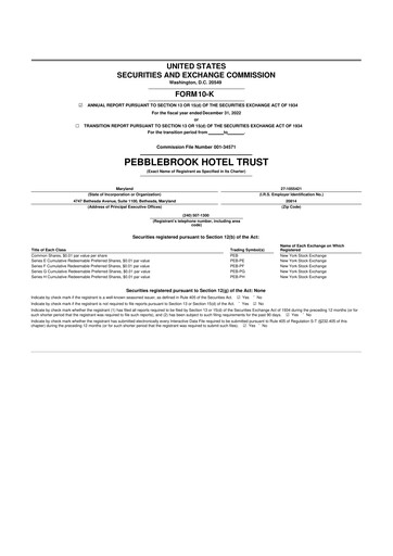 Thumbnail Pebblebrook Hotel Trust 10-K Annual Report 2022