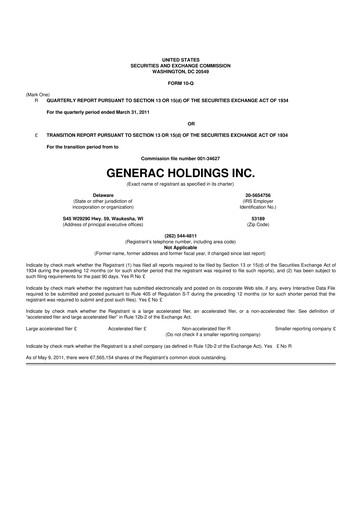 Vorschaubild Generac 10-Q Quartalsbericht  