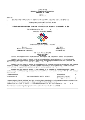 Thumbnail BG Staffing
 10-Q Quarterly Report FY2017 