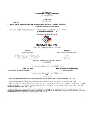 Thumbnail BG Staffing
 10-K Annual Report 2018