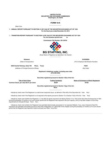 Thumbnail BG Staffing
 10-K Annual Report 2019
