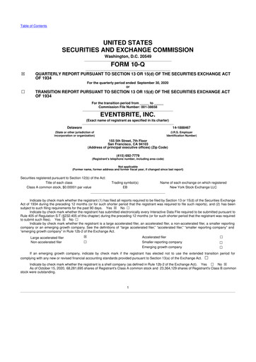 Thumbnail Eventbrite 10-Q Quarterly Report FY2020 