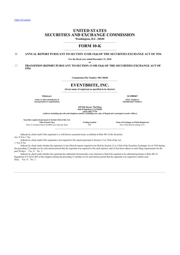 Thumbnail Eventbrite 10-K Annual Report 2020