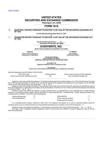 Thumbnail Eventbrite 10-Q Quarterly Report FY2021 