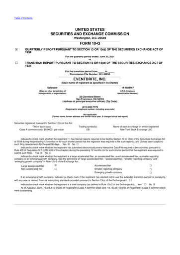 Thumbnail Eventbrite 10-Q Quarterly Report FY2021 