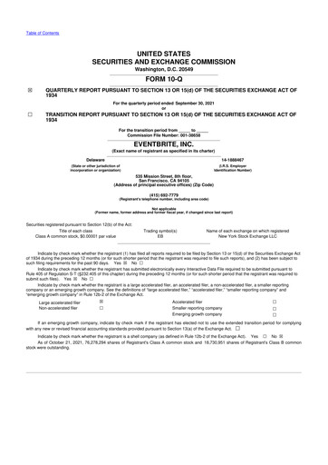 Thumbnail Eventbrite 10-Q Quarterly Report FY2021 