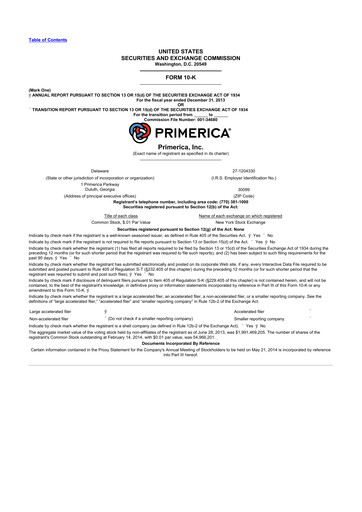 Thumbnail Primerica
 10-K Annual Report 2013