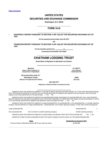 Thumbnail Chatham Lodging Trust 10-Q Quarterly Report FY2013 